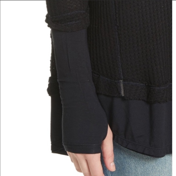 NWT Free People Laguna Black Thermal Top S - Picture 3 of 7